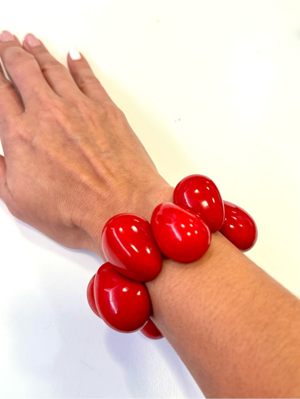 Hand Crafted Red Chunky Bead Bracelet - Women Jewelry